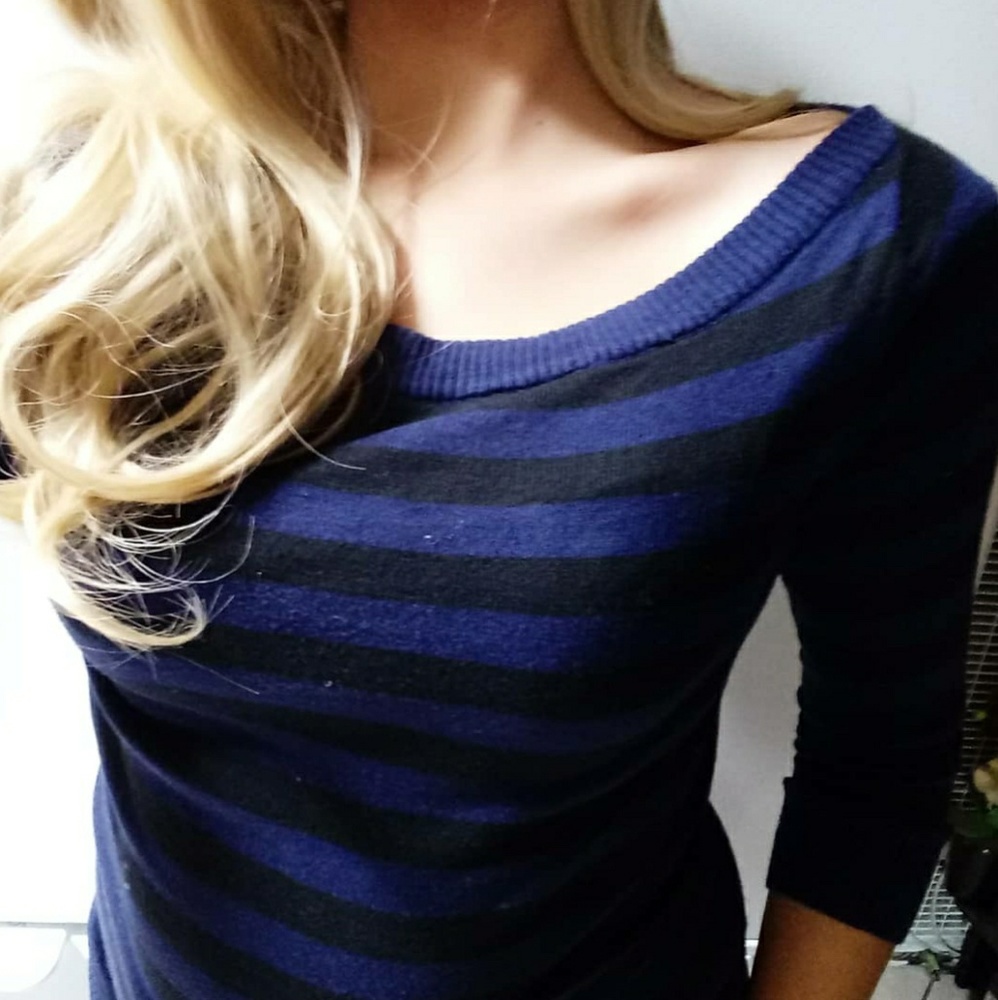 Navy Blue Striped Long Sleeve Top